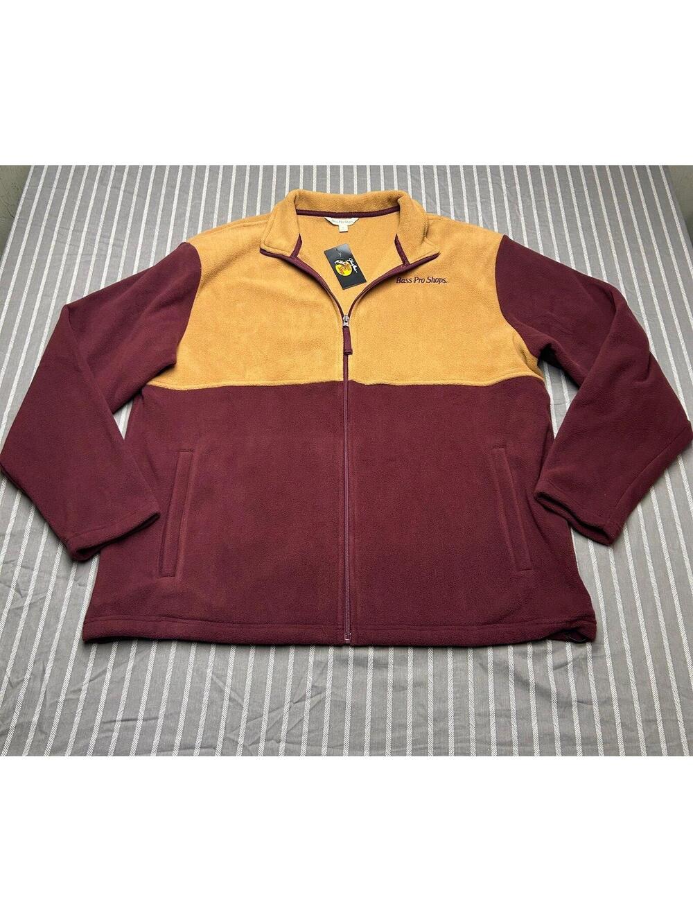 Bass Pro Shop Men's XL Fleece Long Sleeve Zip Up Two Tone NWT